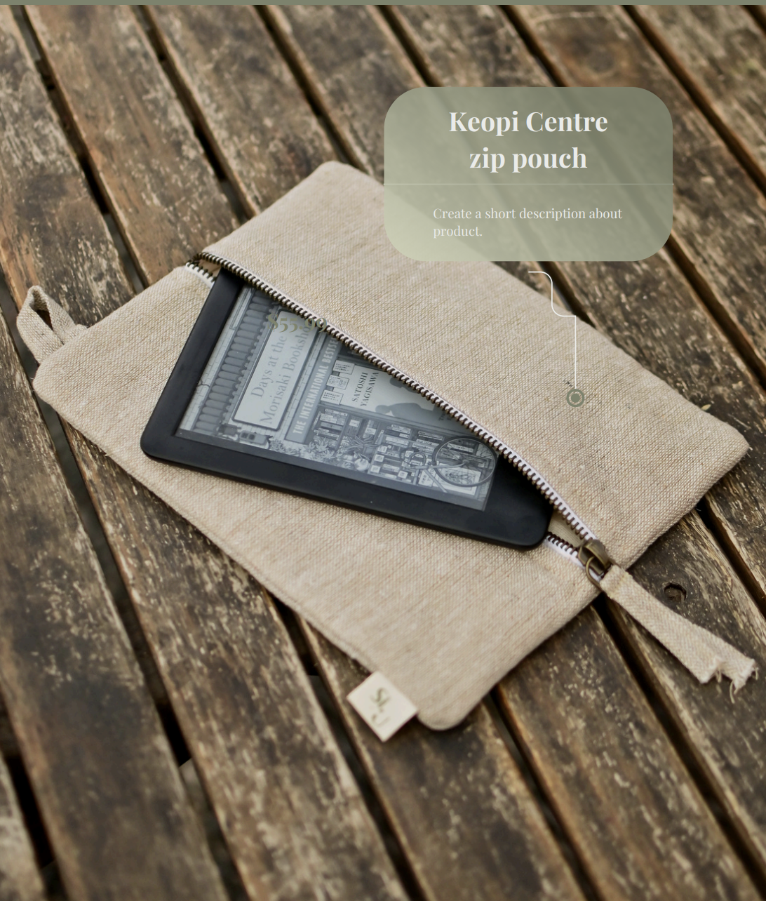 Keopi centre zip Luxury pouch (CERTIFIED SUSTAINABLE COTTON)